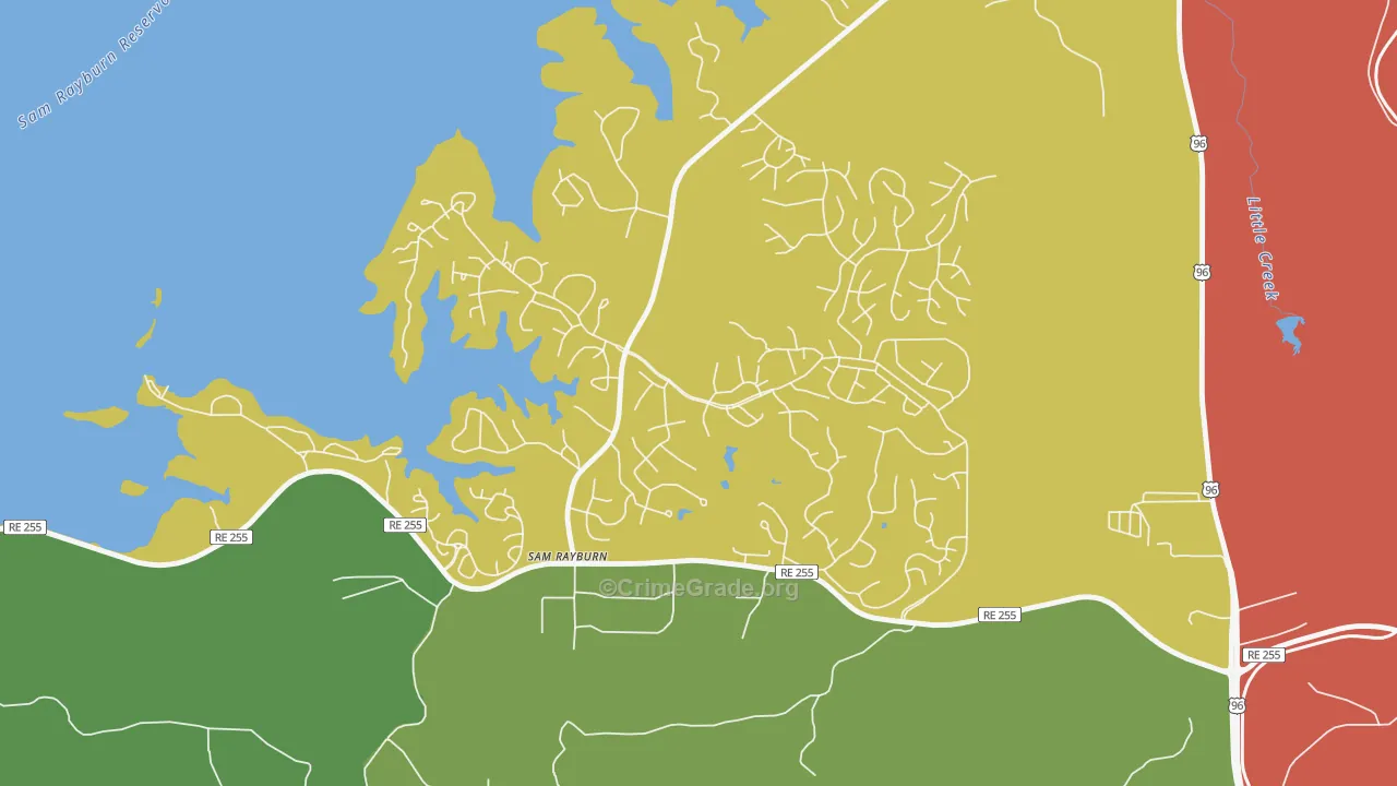 Sam Rayburn, TX Map of Drug-Related Crime Rates