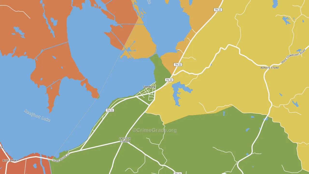 Samburg, TN Map of Drug-Related Crime Rates