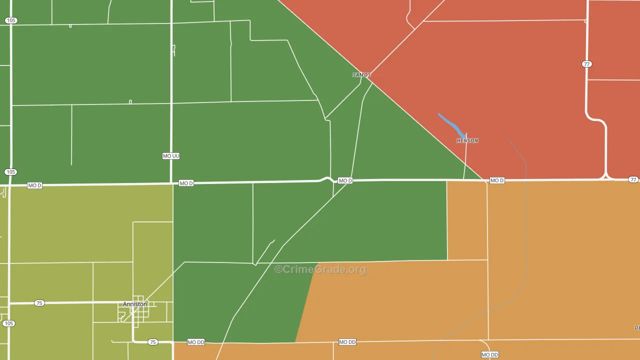 Samos, MO Map of Drug-Related Crime Rates