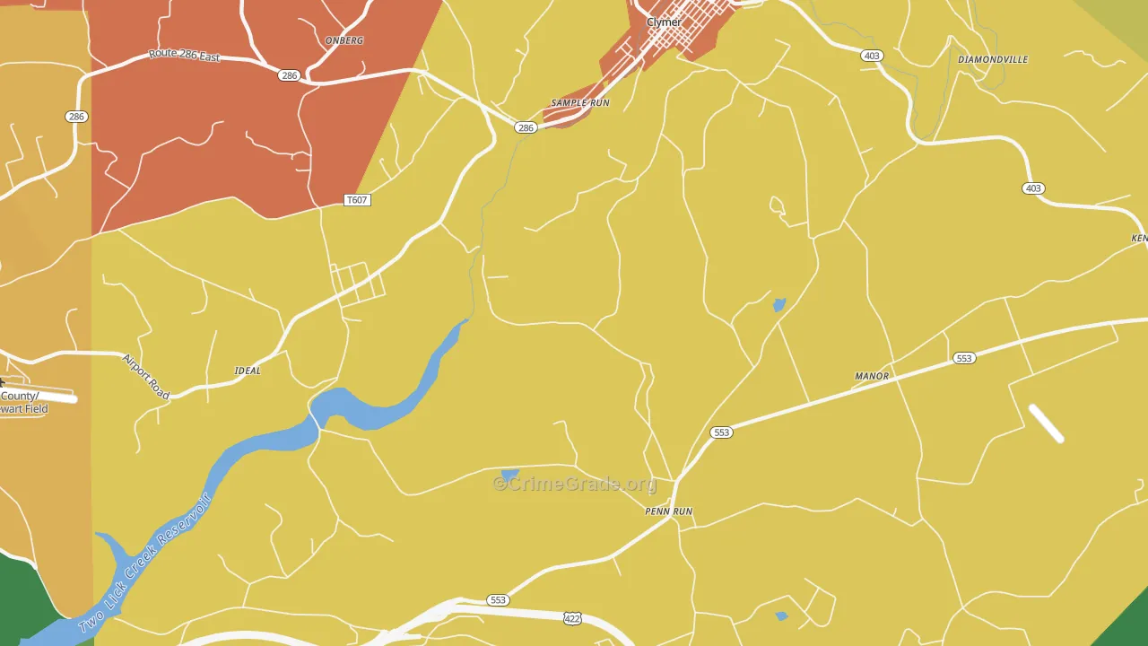 Sample Run, PA Map of Drug-Related Crime Rates