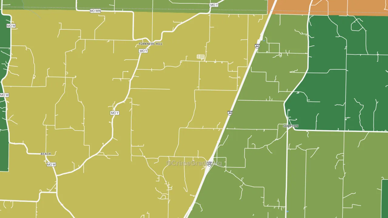 Sampson, MO Map of Drug-Related Crime Rates