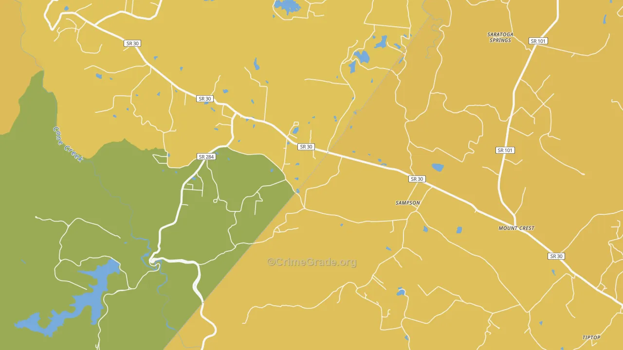 Sampson, TN Map of Drug-Related Crime Rates