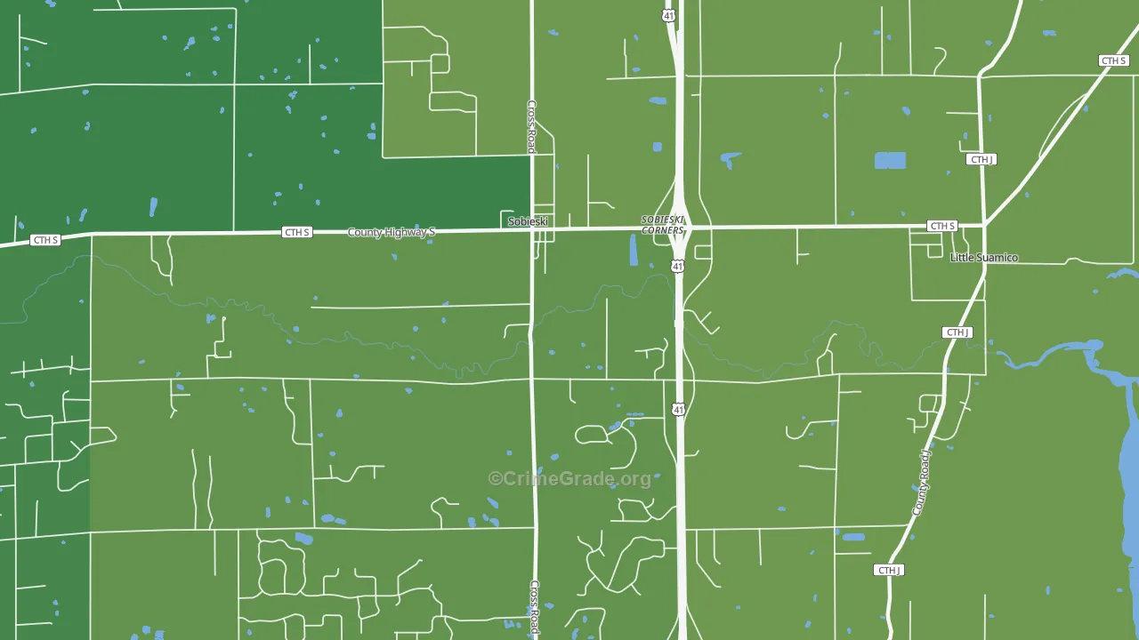 Sampson, WI Map of Drug-Related Crime Rates