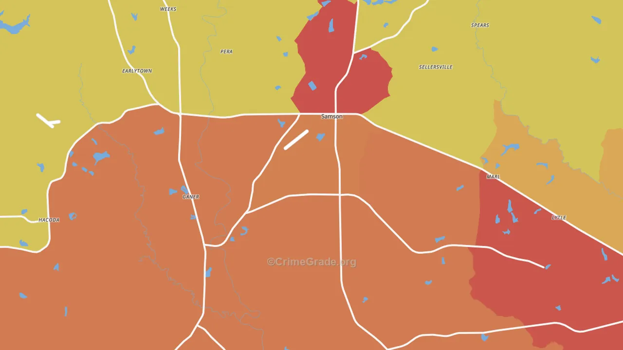 Samson, AL Map of Drug-Related Crime Rates
