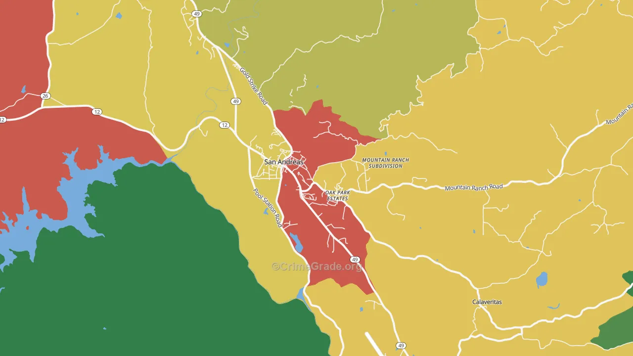 San Andreas, CA Map of Drug-Related Crime Rates