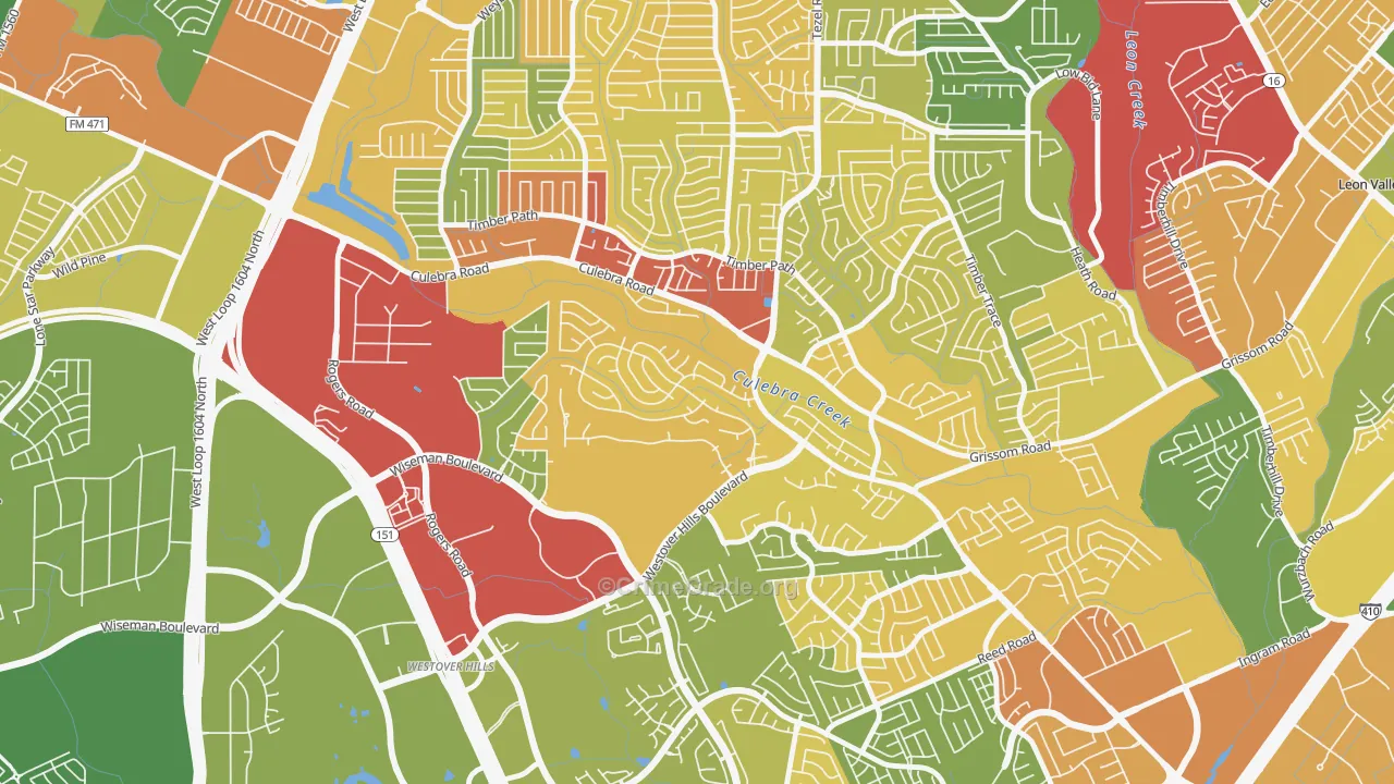 San Antonio Creekside, San Antonio, TX Map of Drug-Related Crime Rates