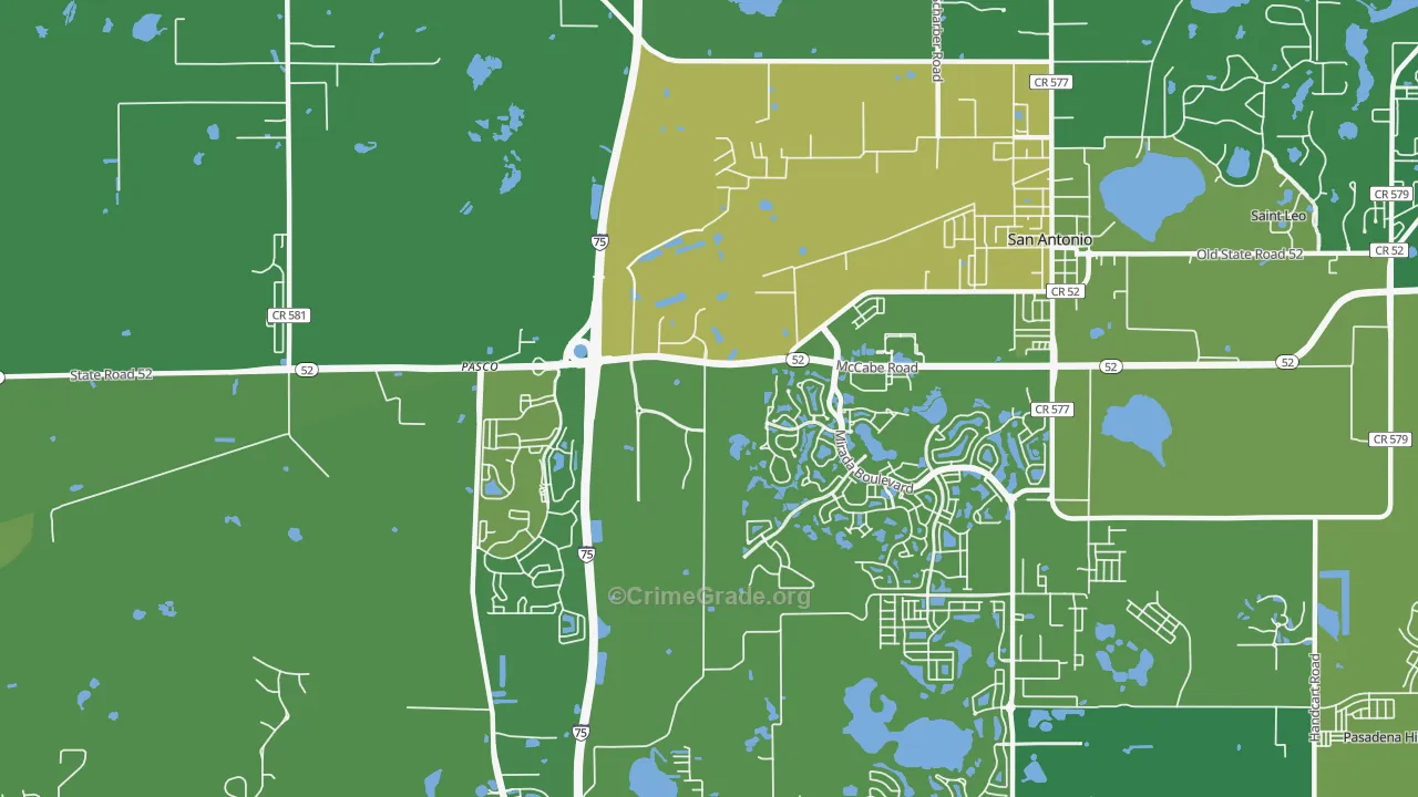 San Antonio, FL Map of Drug-Related Crime Rates