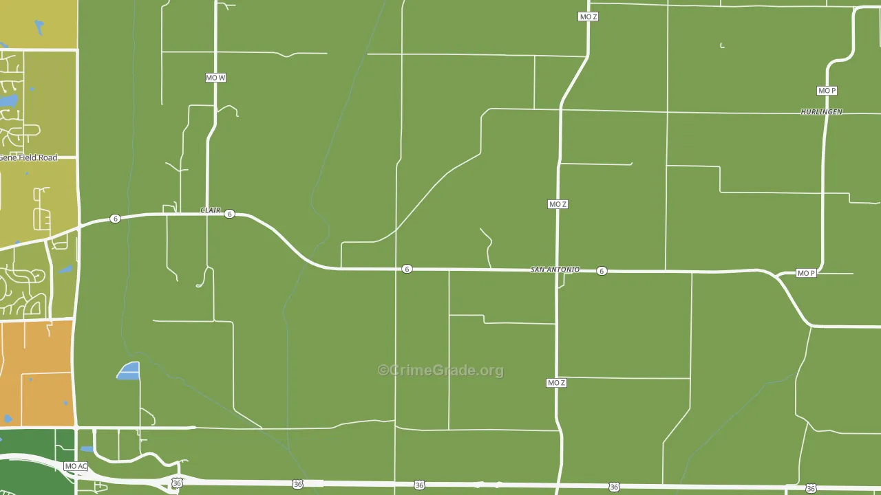 San Antonio, MO Map of Drug-Related Crime Rates