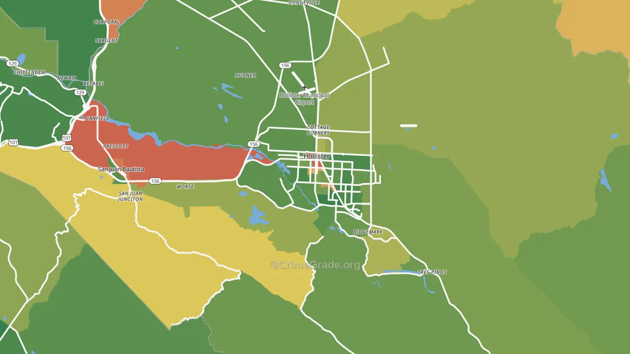 San Benito County, CA Map of Drug-Related Crime Rates