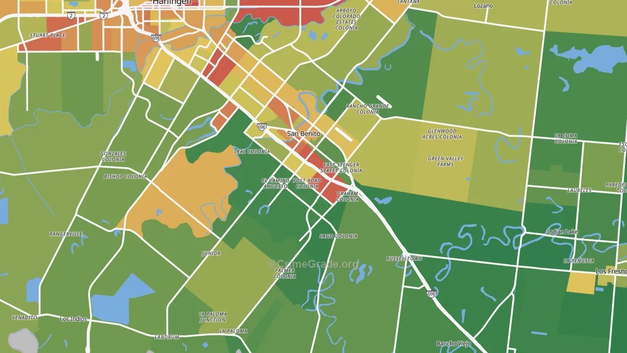 San Benito, TX Map of Drug-Related Crime Rates