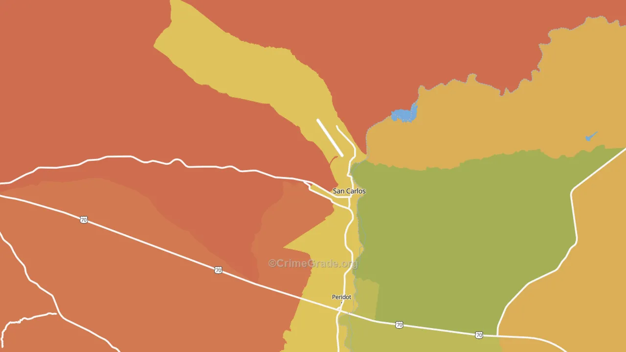 San Carlos, AZ Map of Drug-Related Crime Rates