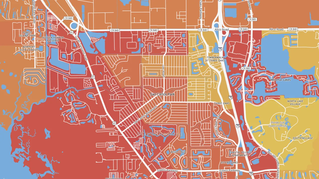 San Carlos Park, FL Map of Drug-Related Crime Rates