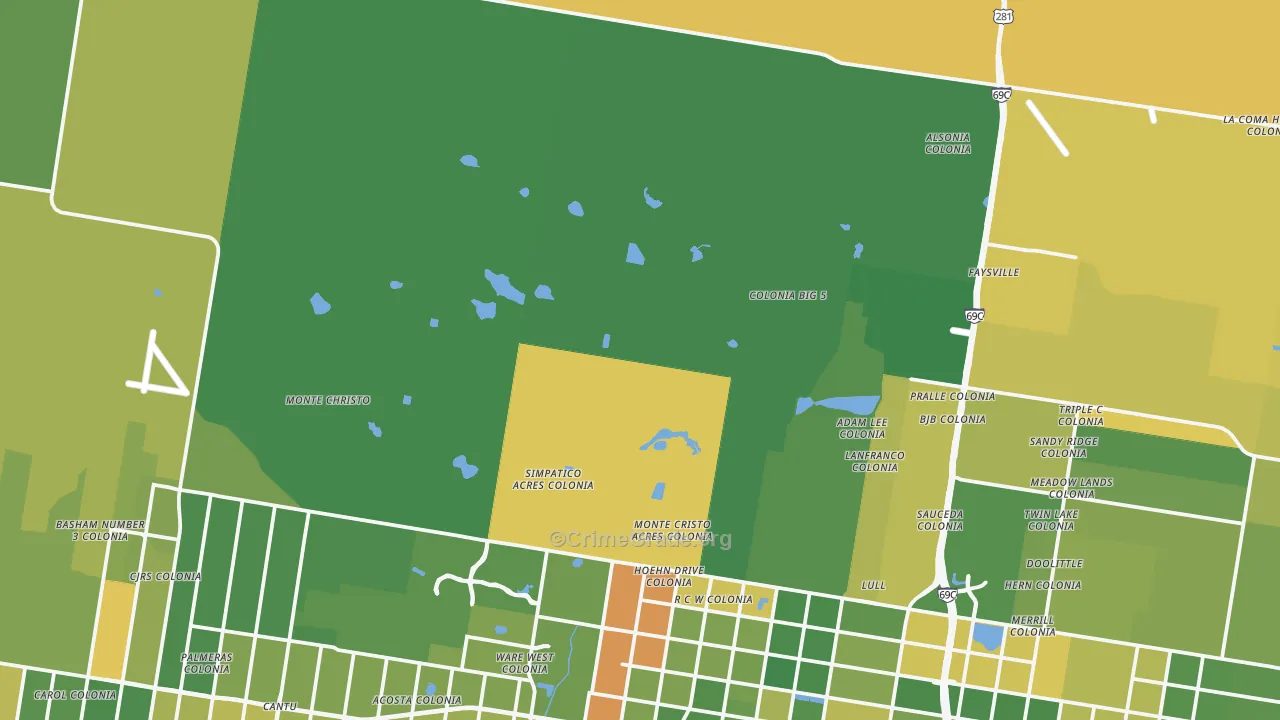 San Carlos, TX Map of Drug-Related Crime Rates