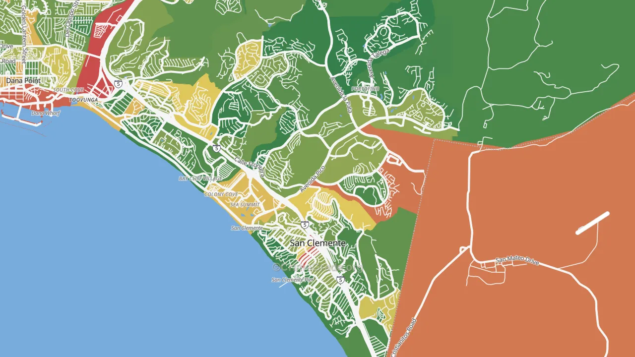 San Clemente, CA Map of Drug-Related Crime Rates
