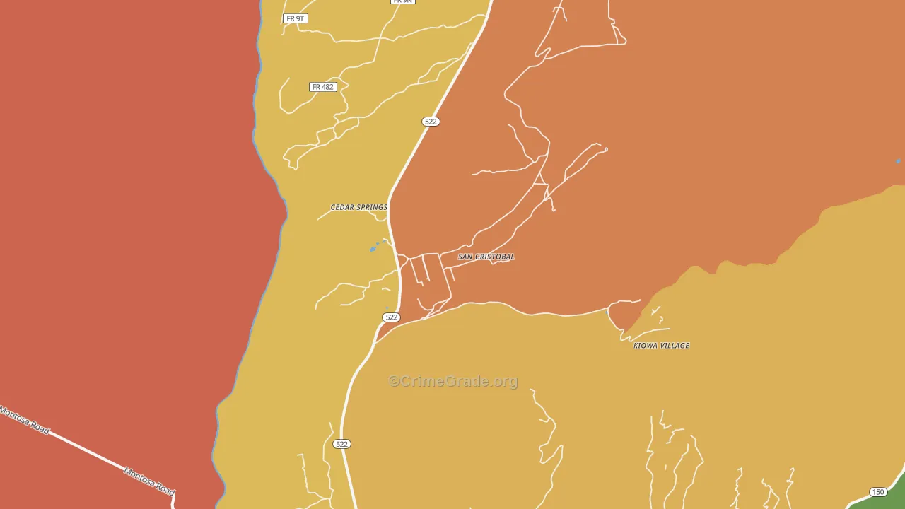 San Cristobal, NM Map of Drug-Related Crime Rates