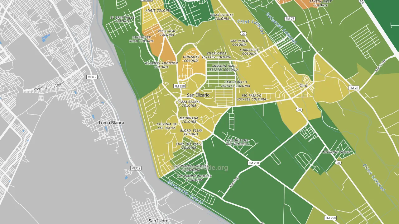 San Elizario, TX Map of Drug-Related Crime Rates