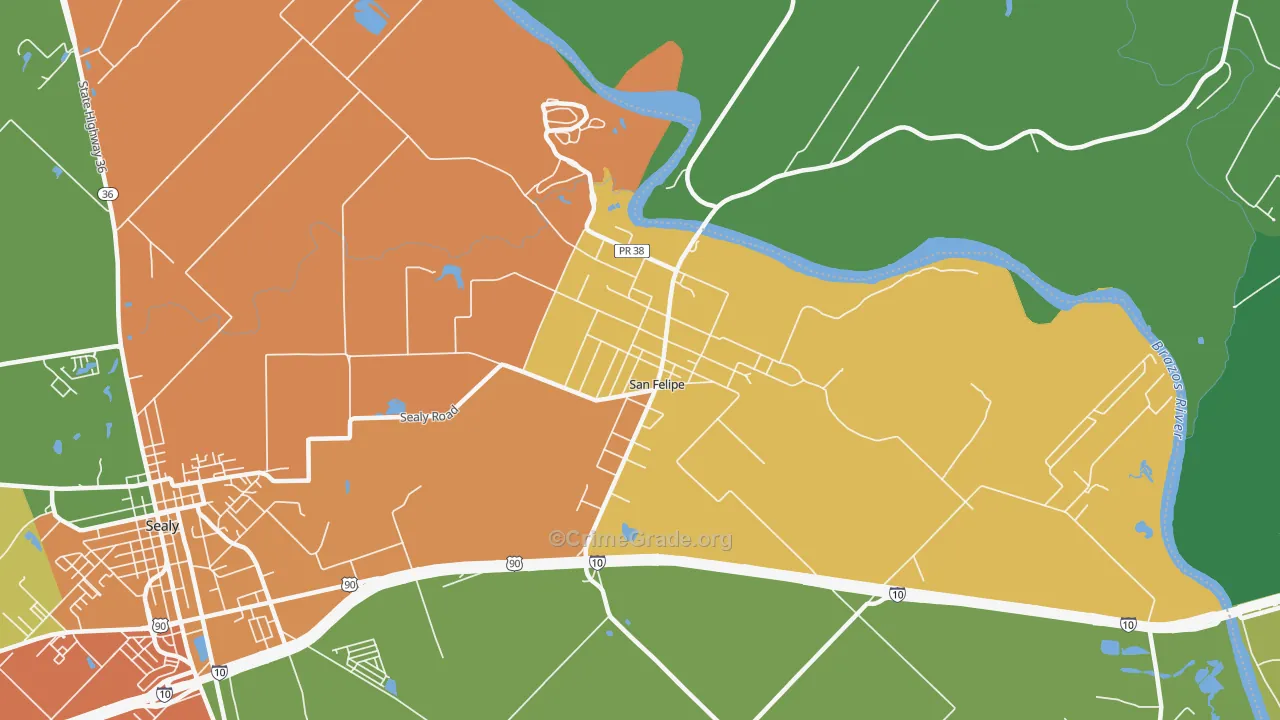 San Felipe, TX Map of Drug-Related Crime Rates