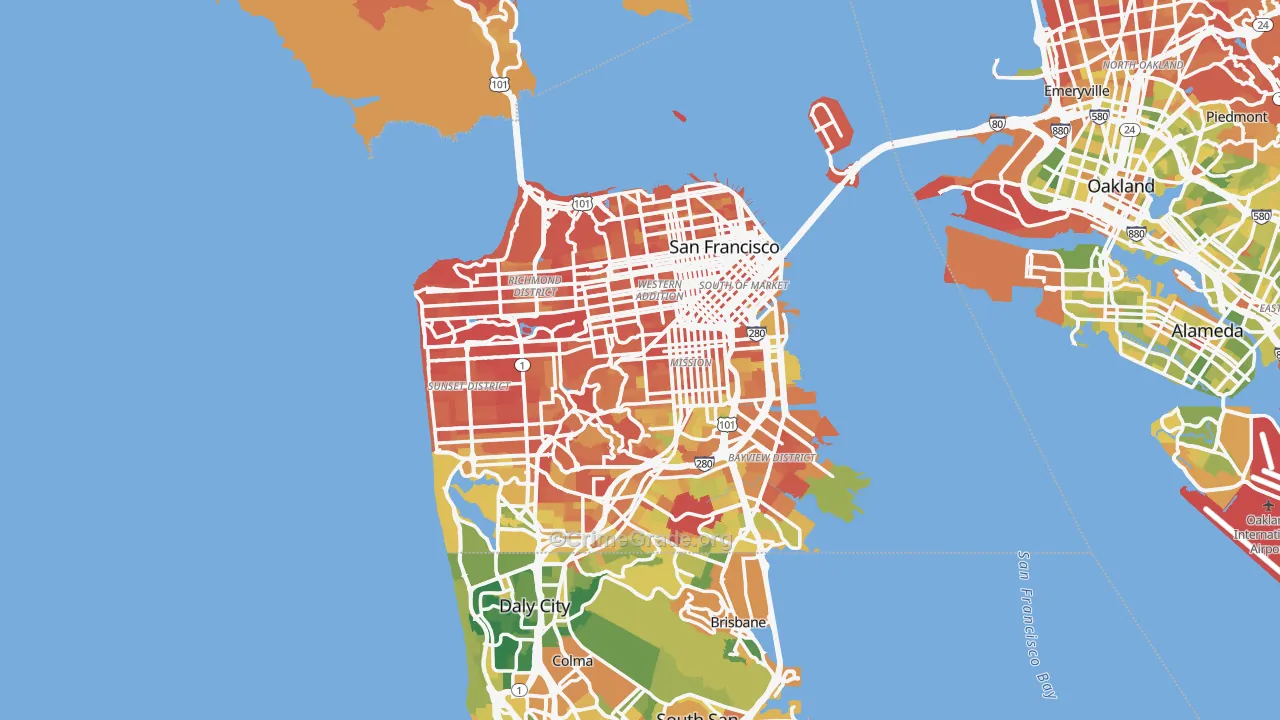 San Francisco County, CA Map of Drug-Related Crime Rates