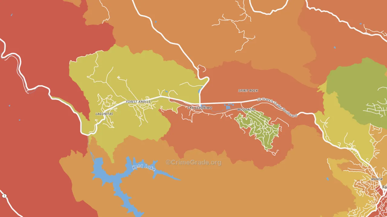 San Geronimo, CA Map of Drug-Related Crime Rates