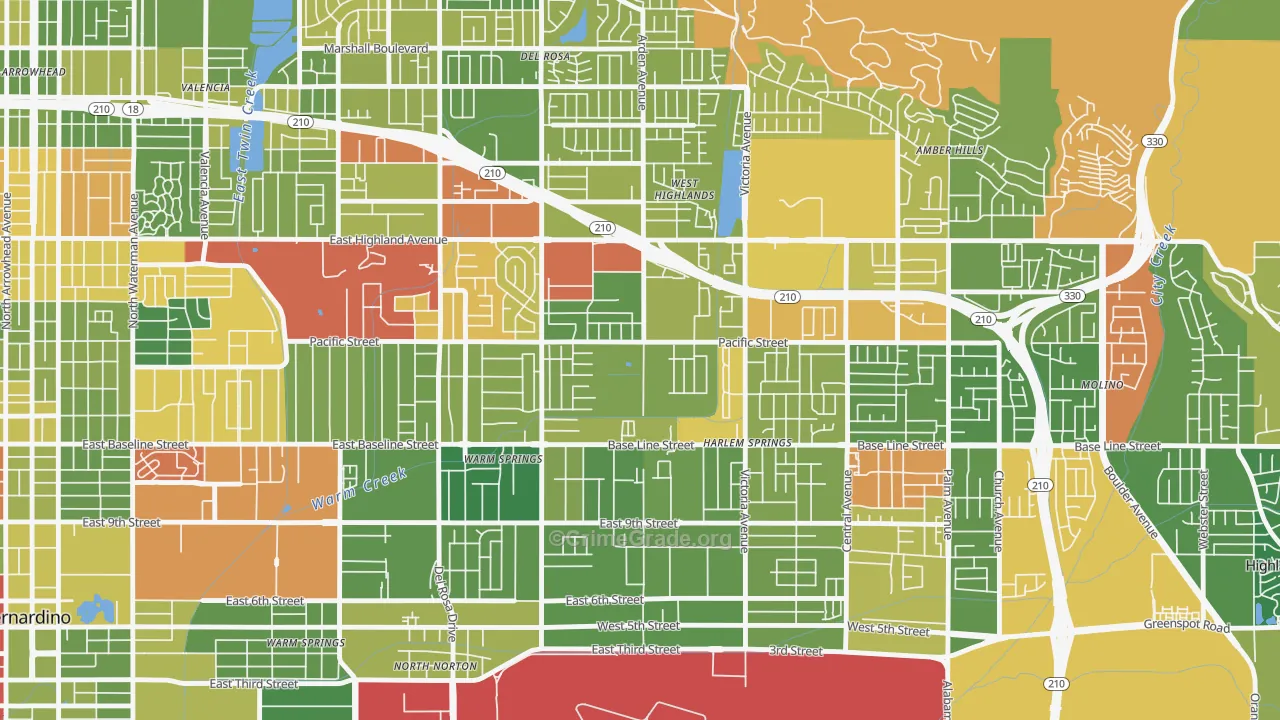 San Gorgonio, Highland, CA Map of Drug-Related Crime Rates