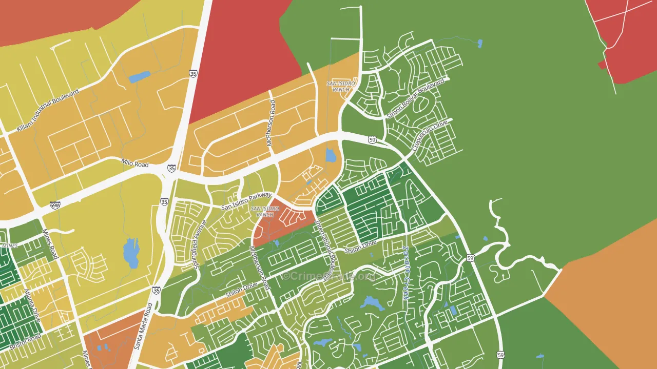 San Isidro, Laredo, TX Map of Drug-Related Crime Rates