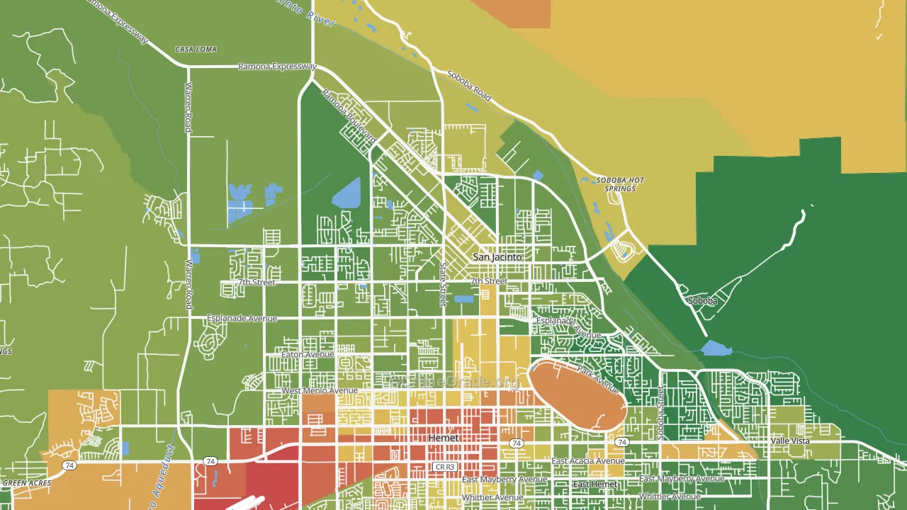 San Jacinto, CA Map of Drug-Related Crime Rates