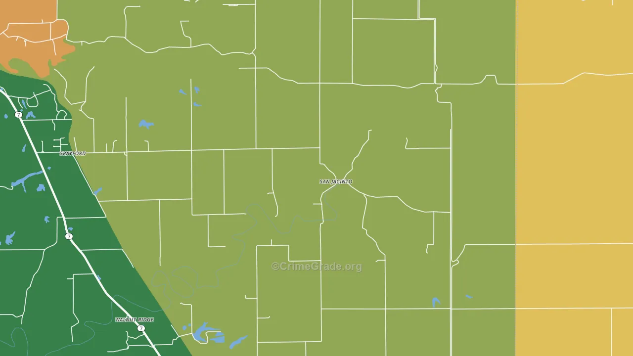 San Jacinto, IN Map of Drug-Related Crime Rates