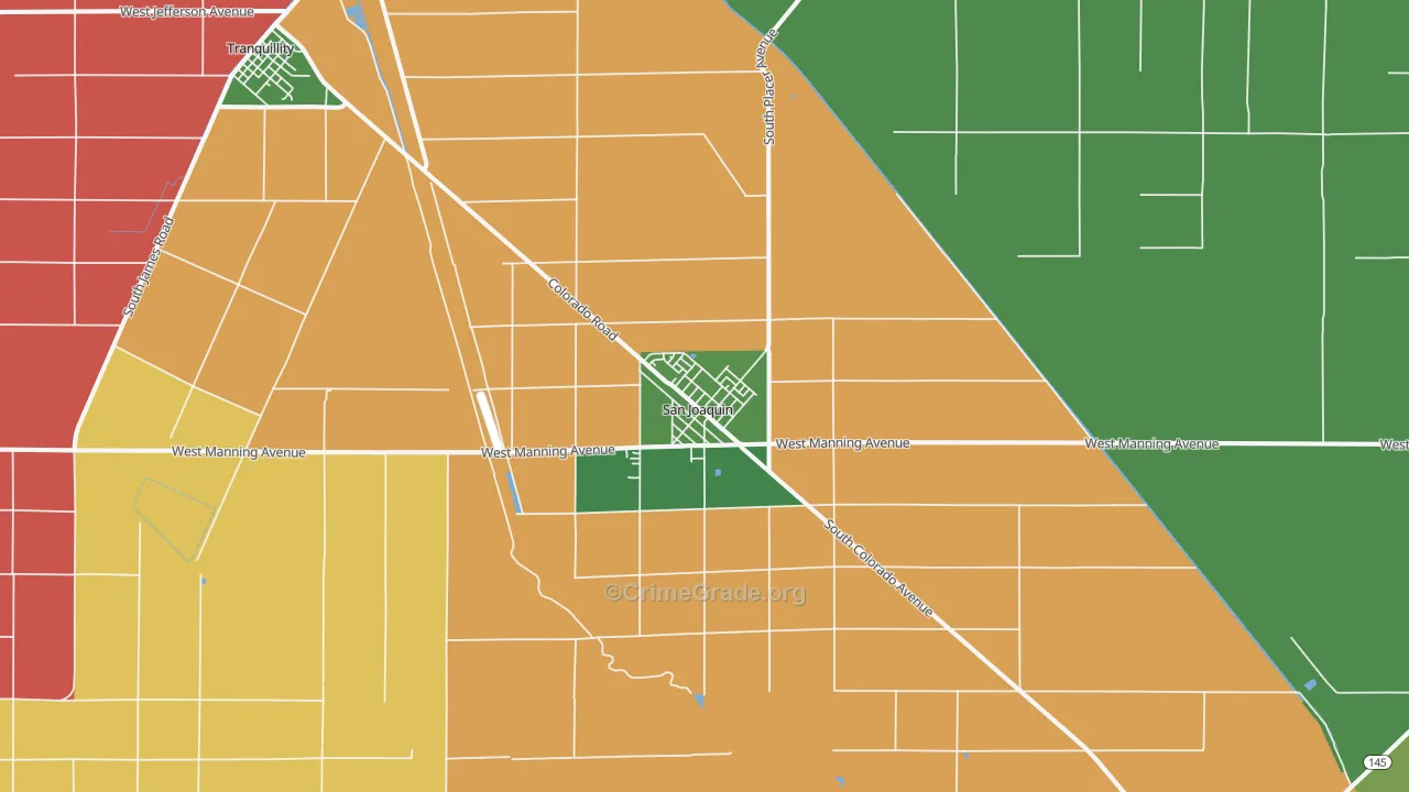 San Joaquin, CA Map of Drug-Related Crime Rates