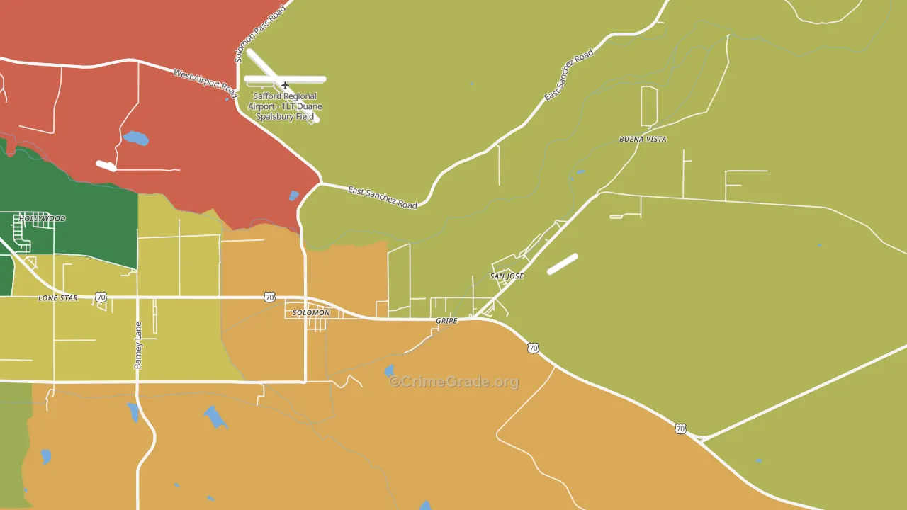 San Jose, AZ Map of Drug-Related Crime Rates
