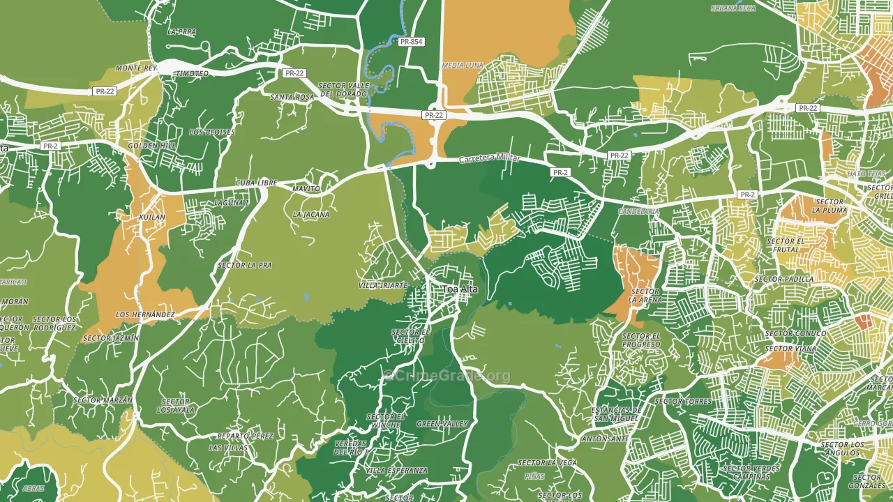 San Jose, PR Map of Drug-Related Crime Rates