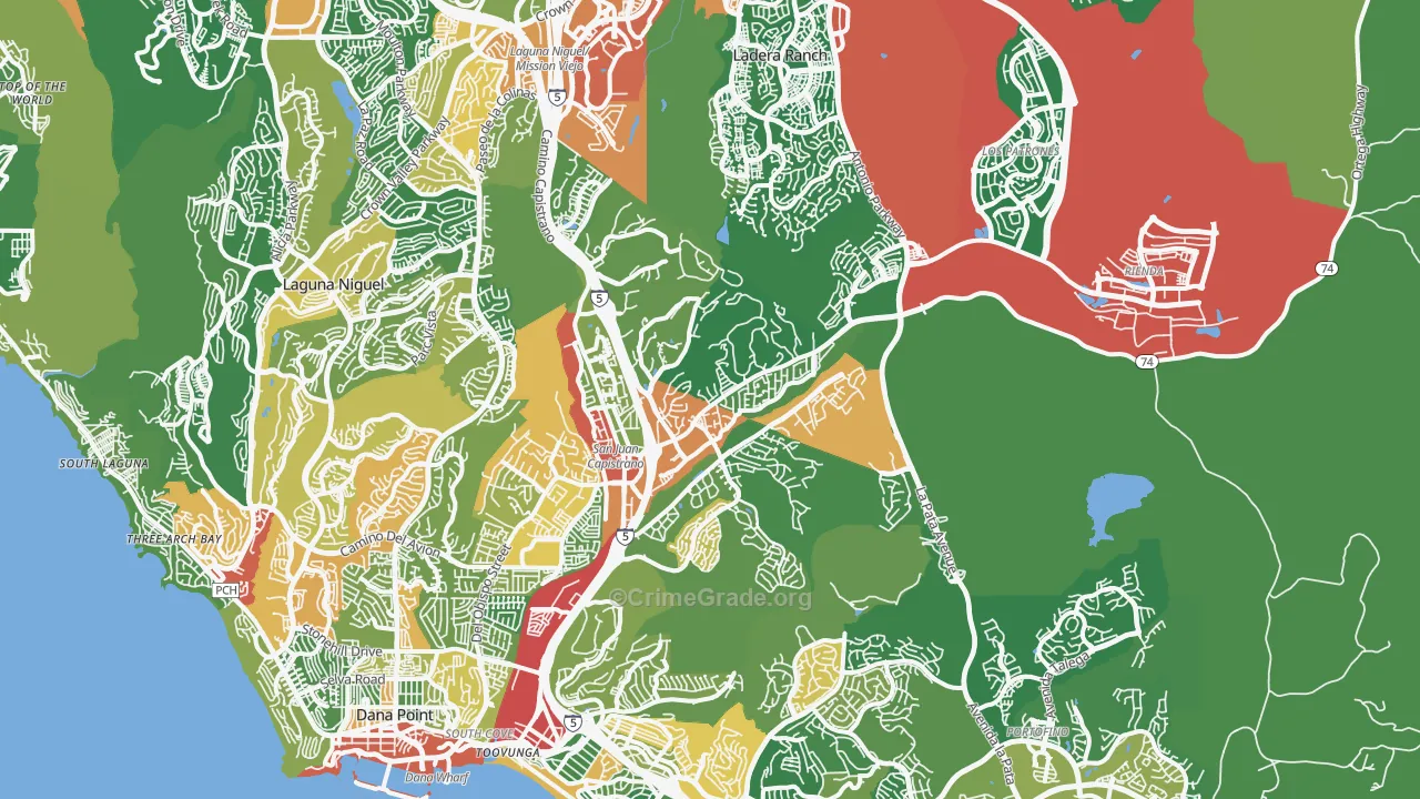 San Juan Capistrano, CA Map of Drug-Related Crime Rates