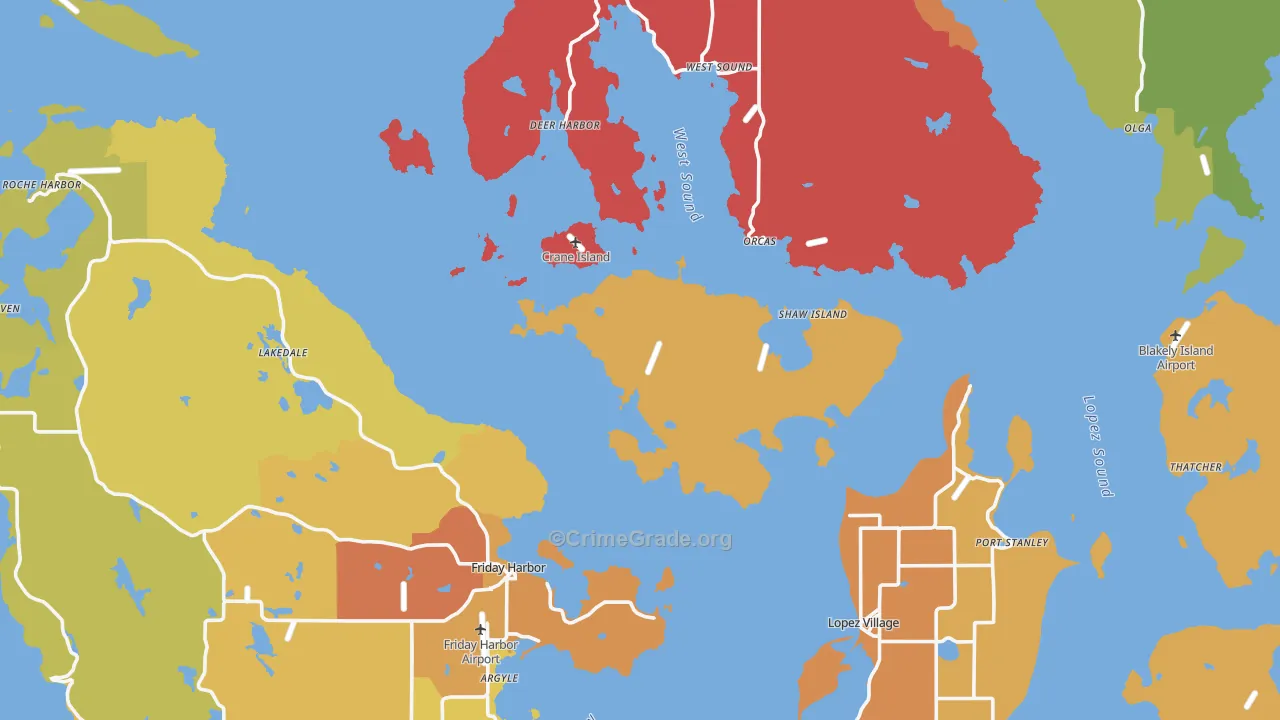 San Juan County, WA Map of Drug-Related Crime Rates