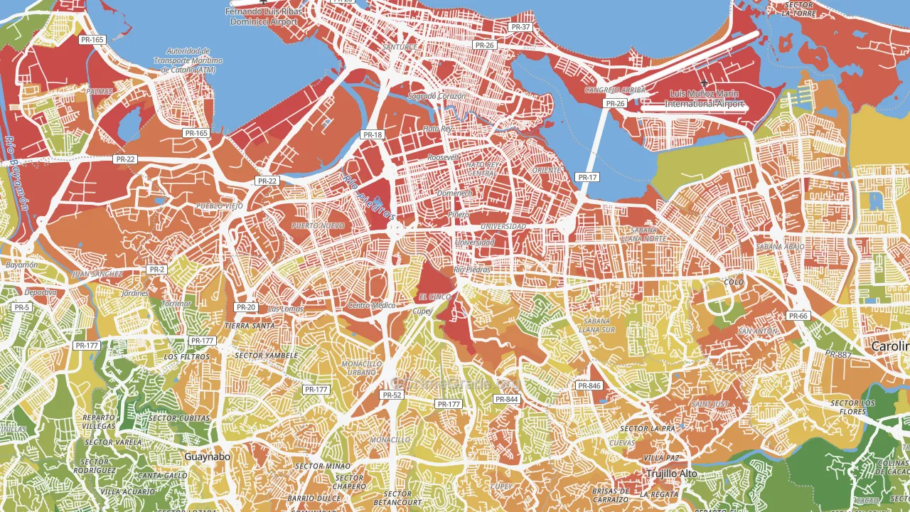 San Juan Municipio, PR Map of Drug-Related Crime Rates