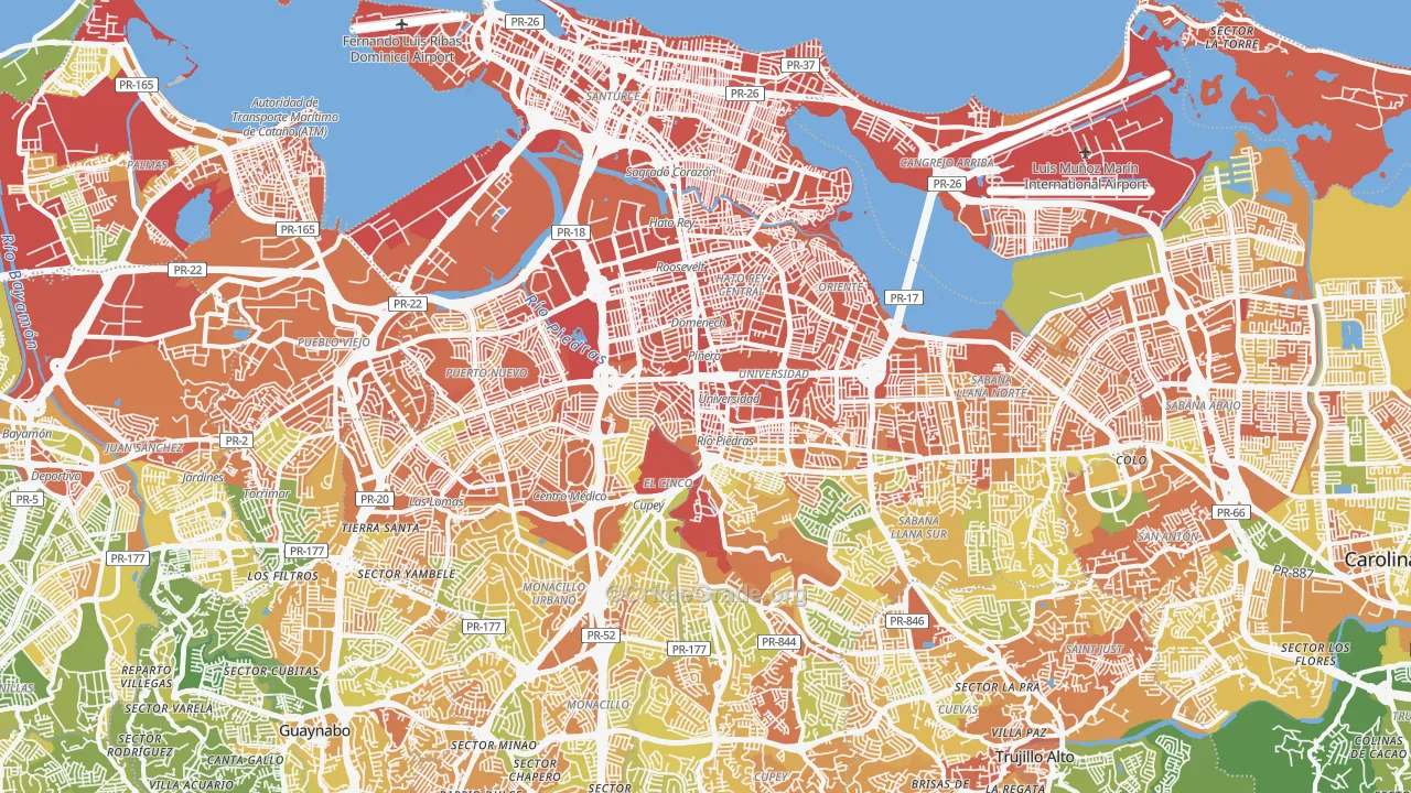 San Juan, PR Map of Drug-Related Crime Rates