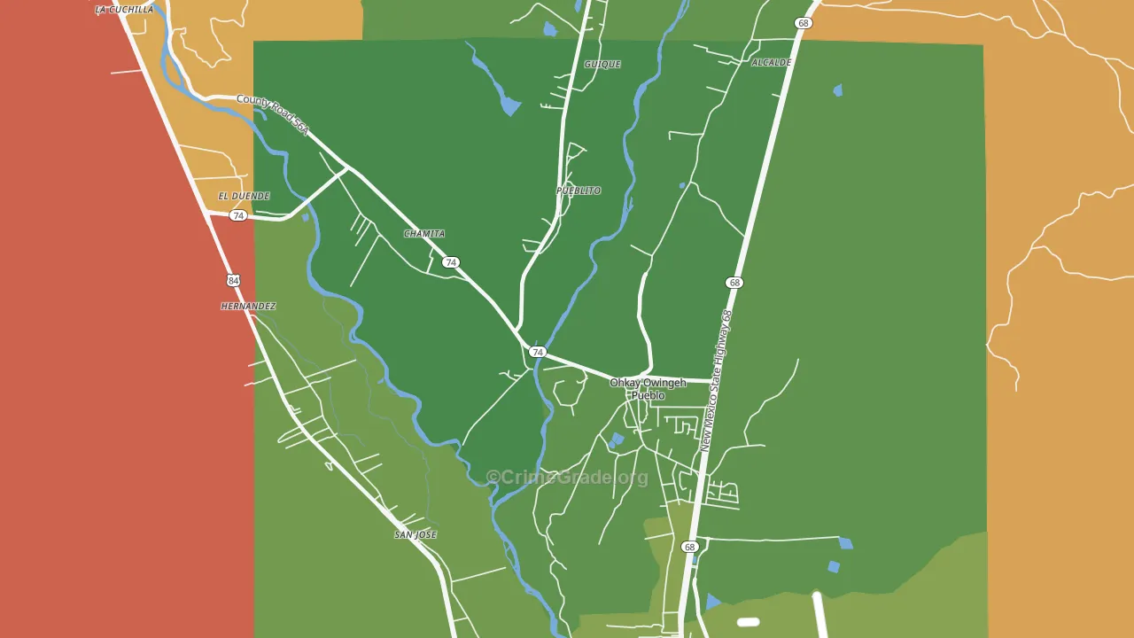 San Juan Pueblo, NM Map of Drug-Related Crime Rates