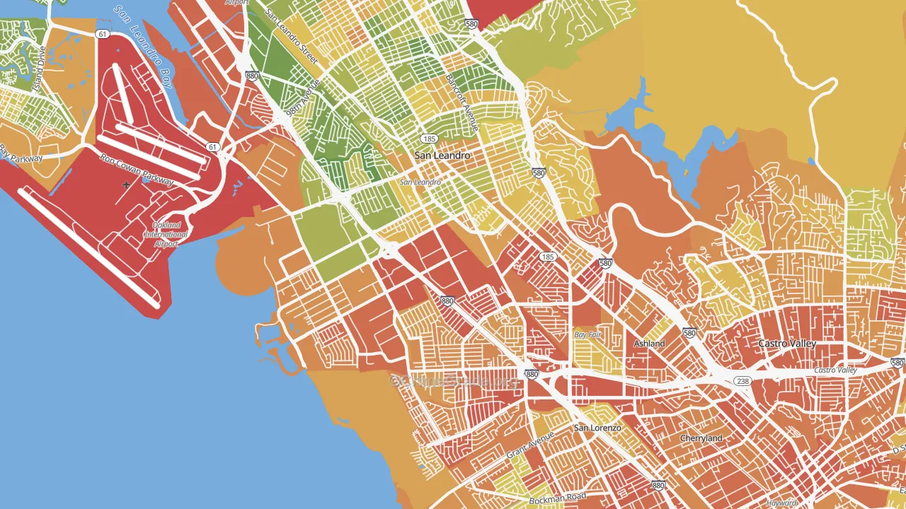 San Leandro, CA Map of Drug-Related Crime Rates