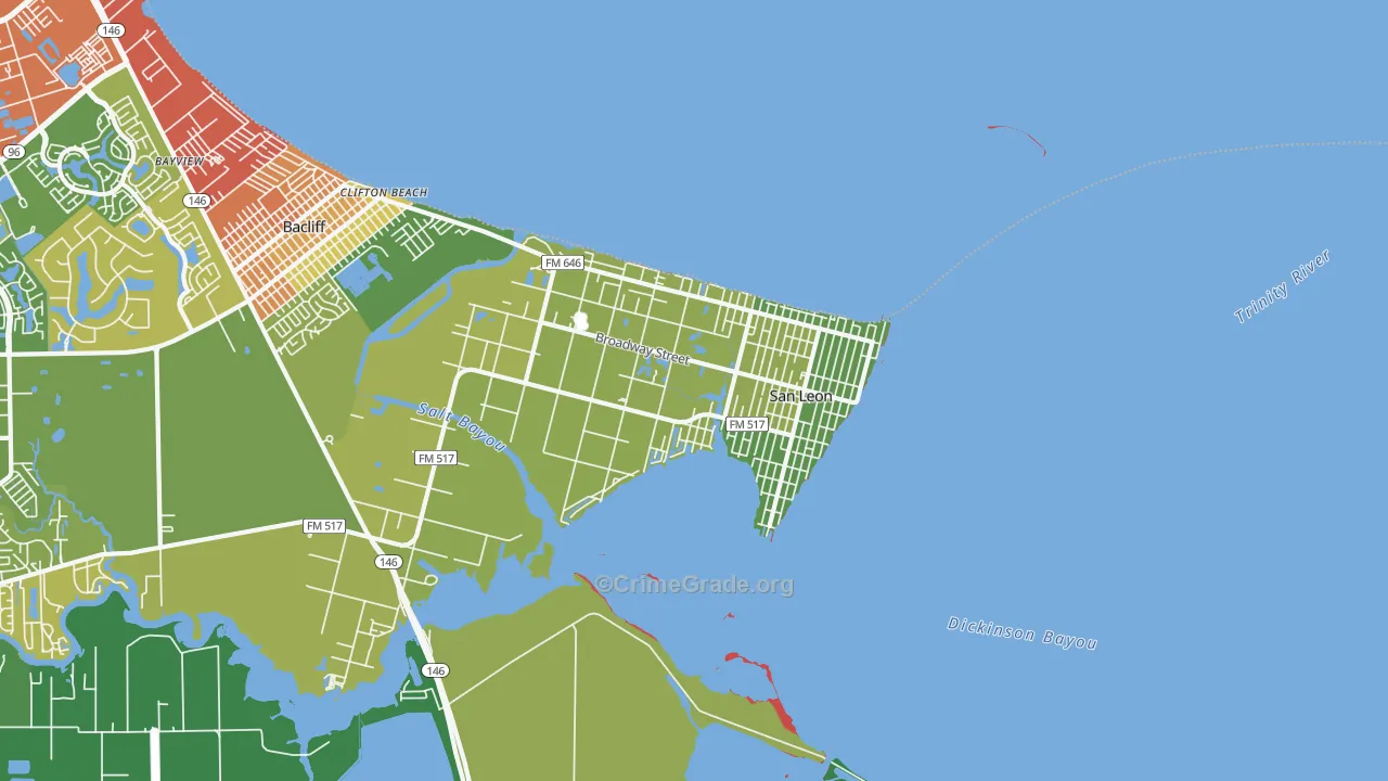 San Leon, TX Map of Drug-Related Crime Rates
