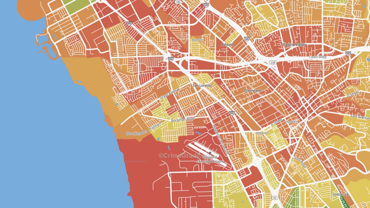 San Lorenzo, CA Map of Drug-Related Crime Rates