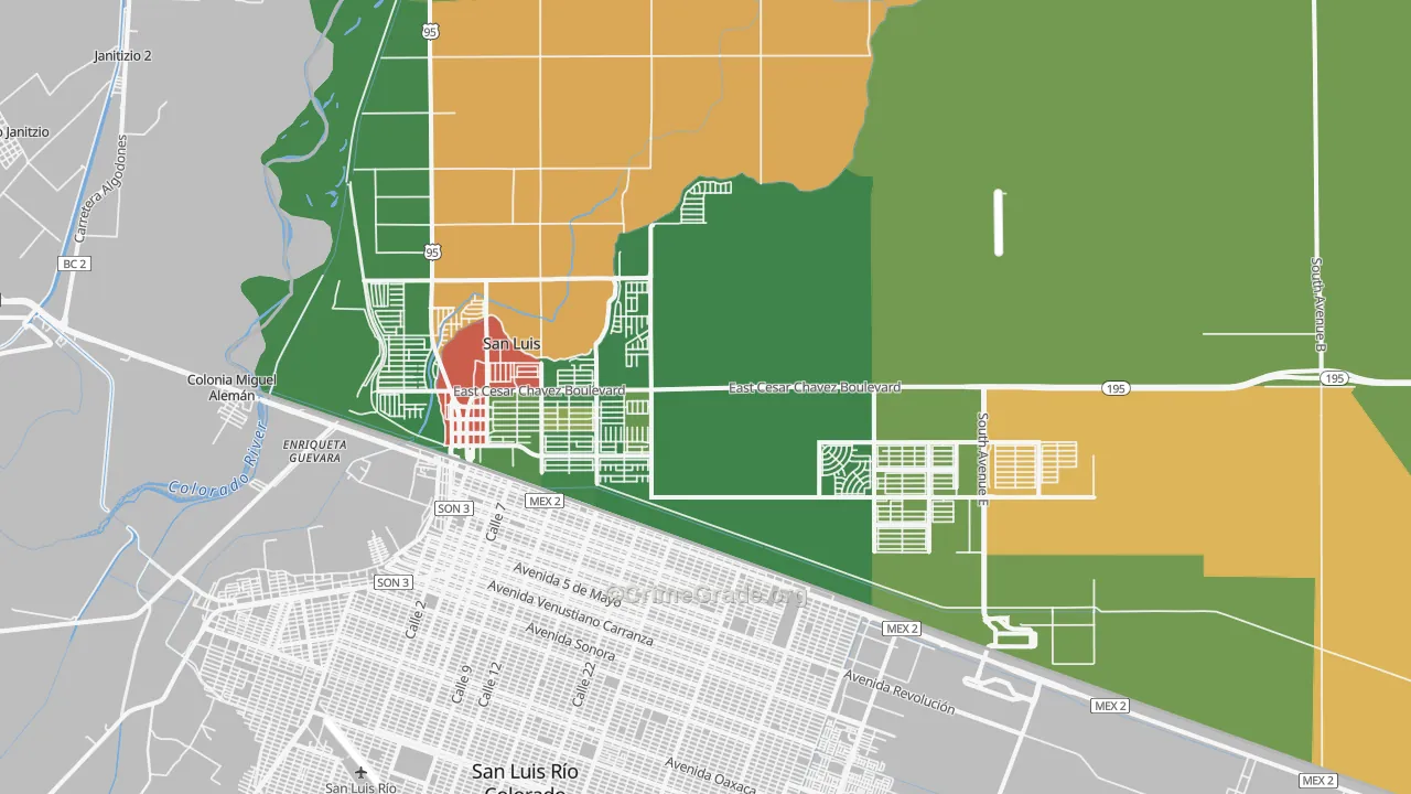 San Luis, AZ Map of Drug-Related Crime Rates