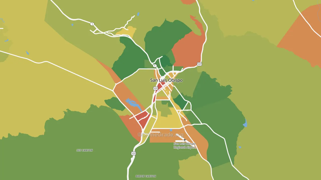 San Luis Obispo, CA Map of Drug-Related Crime Rates