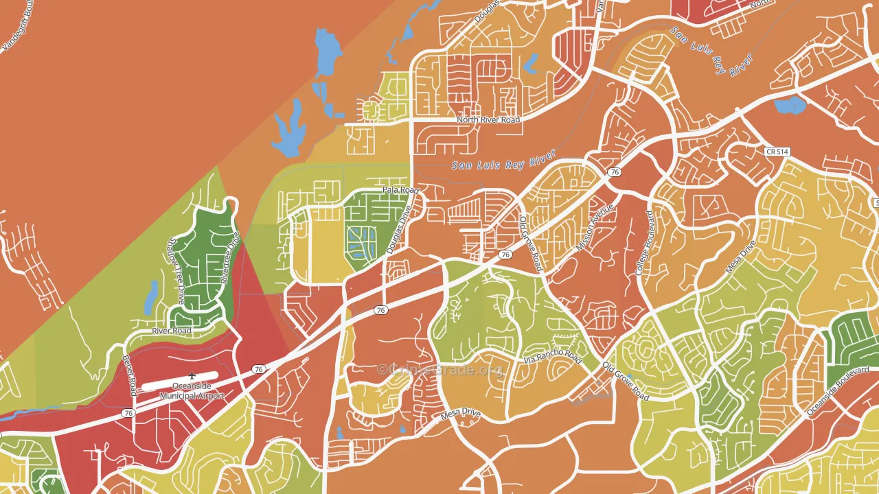 San Luis Rey, Oceanside, CA Map of Drug-Related Crime Rates