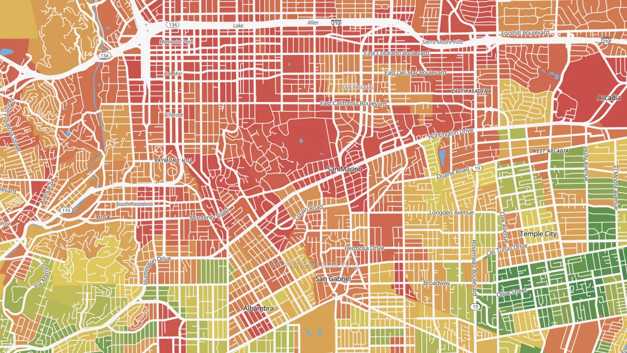 San Marino, CA Map of Drug-Related Crime Rates