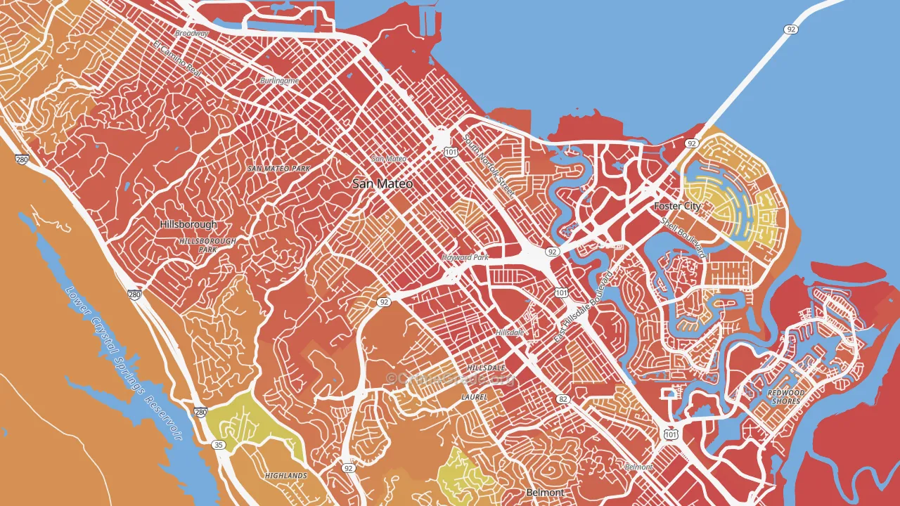 San Mateo, CA Map of Drug-Related Crime Rates