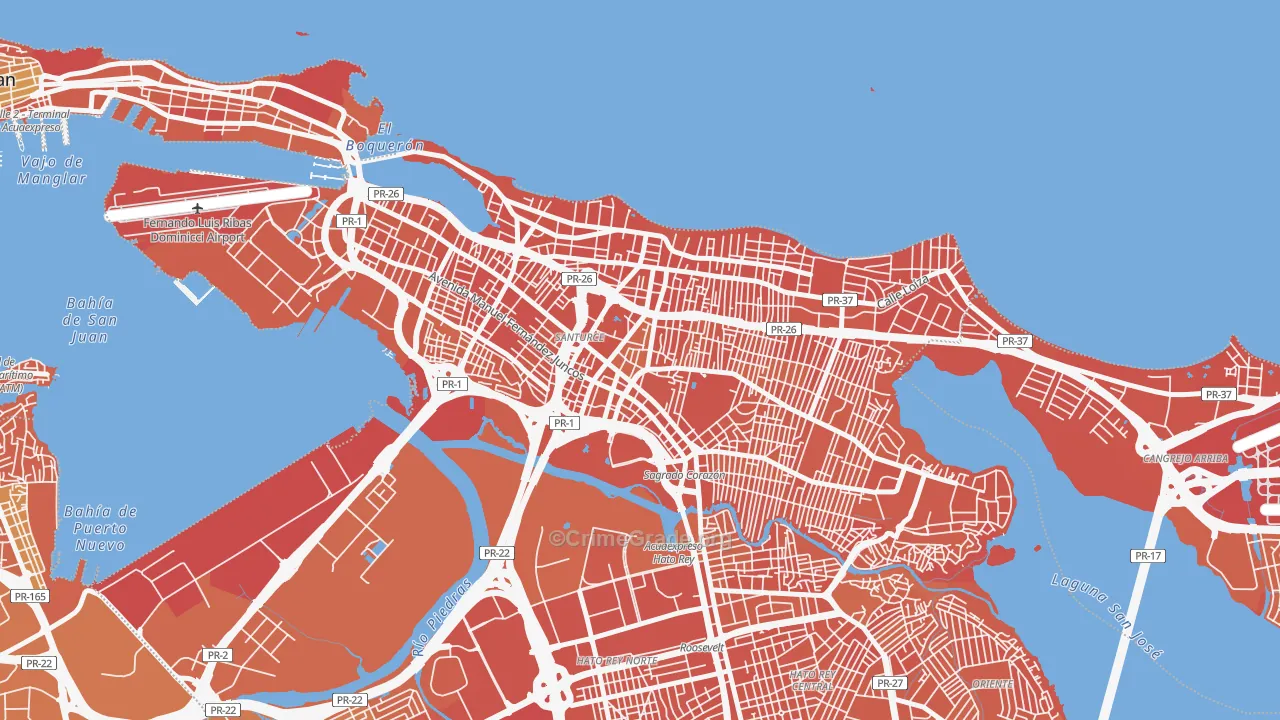 San Mateo, San Juan, PR Map of Drug-Related Crime Rates