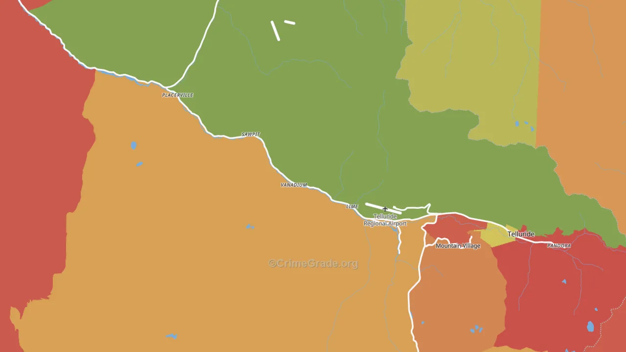 San Miguel County, CO Map of Drug-Related Crime Rates