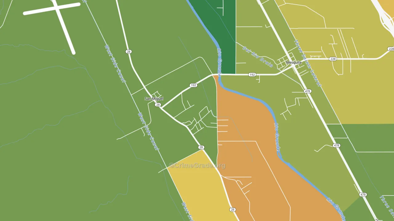 San Miguel, NM Map of Drug-Related Crime Rates