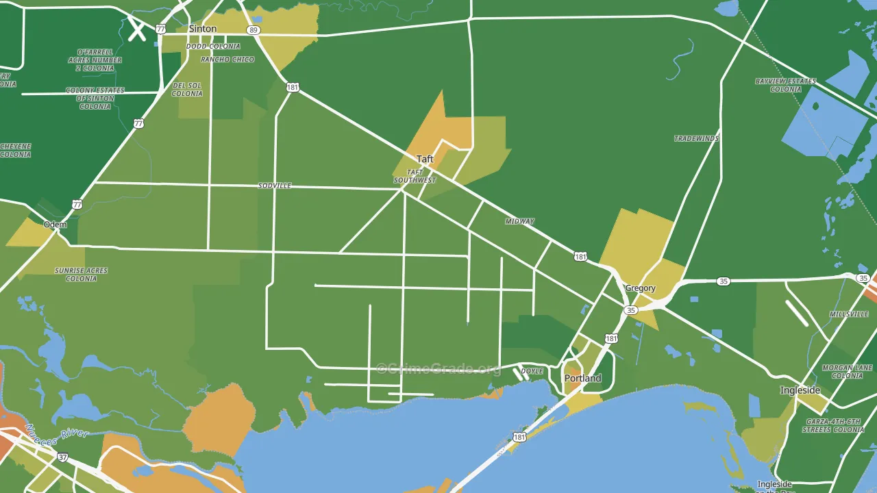 San Patricio County, TX Map of Drug-Related Crime Rates