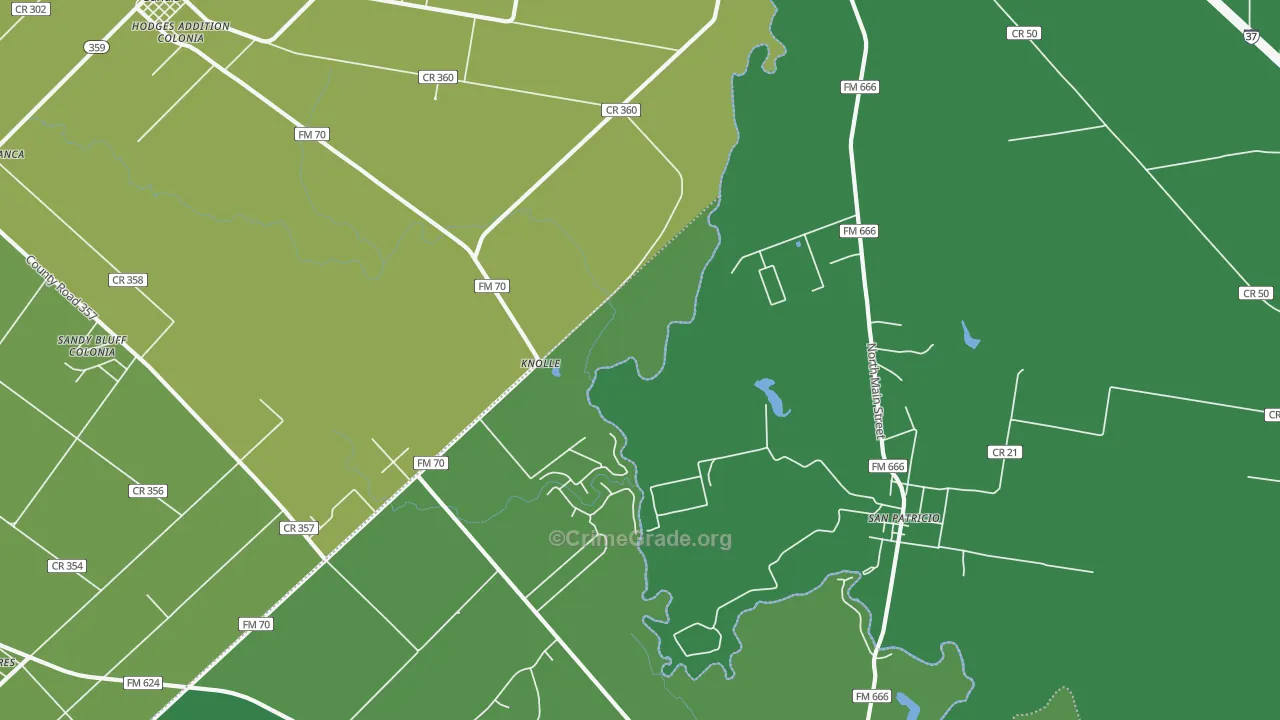 San Patricio, TX Map of Drug-Related Crime Rates