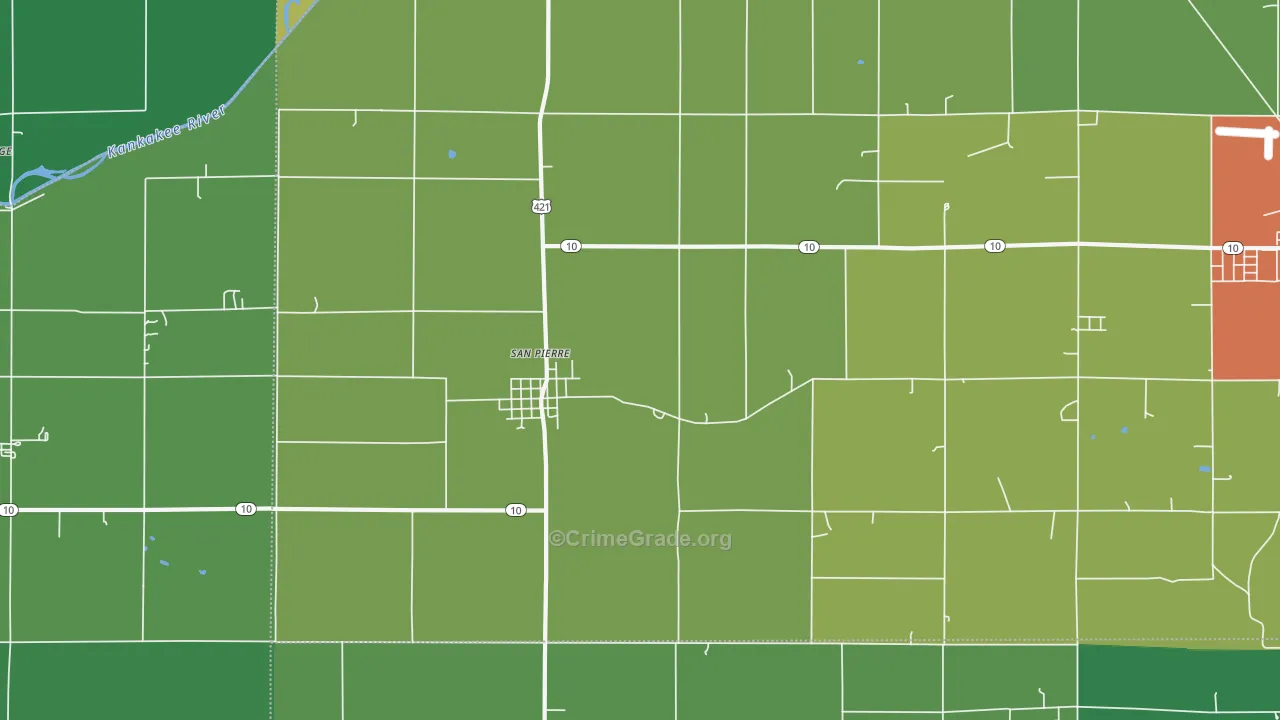 San Pierre, IN Map of Drug-Related Crime Rates