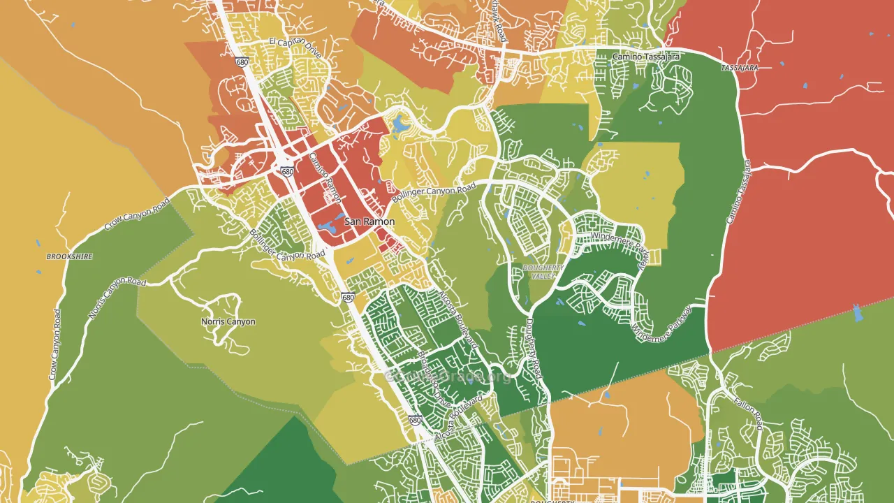 San Ramon, CA Map of Drug-Related Crime Rates